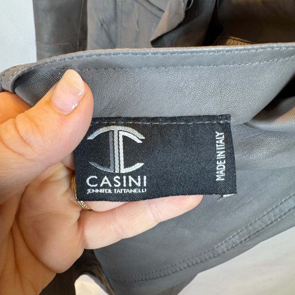 Casini Jennifer Tattanelli P312R Reversible Grey Full Grain Leather Jacket - Picture 5 of 16